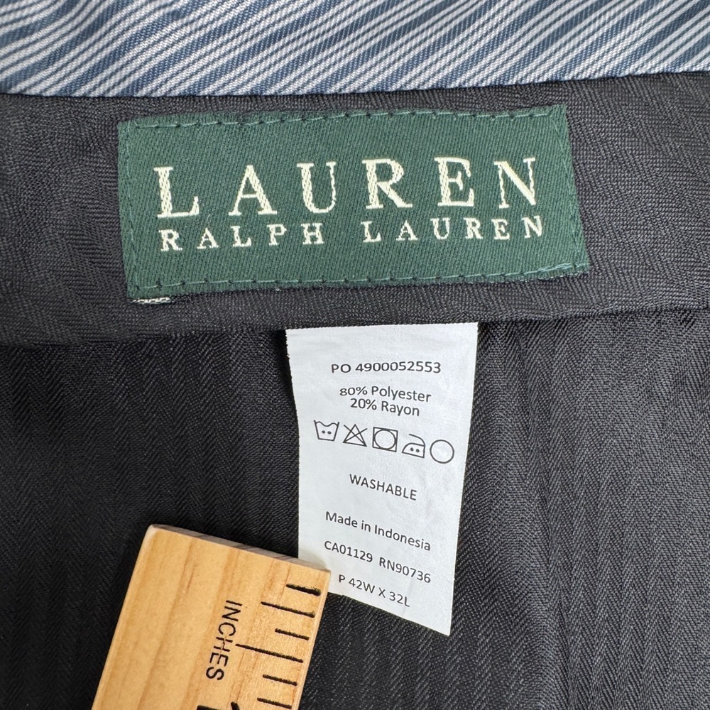 Lauren Ralph Lauren Mens Black Pleated Cuffed Dress Pants 42W x 32L‎ Washable - Picture 4 of 8